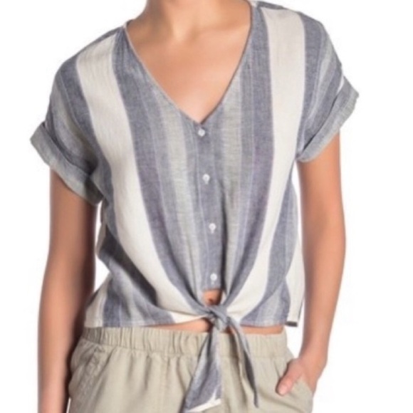 Cloth & Stone | Striped Tie Front Top - Picture 5 of 10